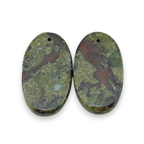 Jasper dragon's blood pair of cabochons with hole 25x14 mm no. P589 Jasper dragon's blood pair of cabochons with hole 25x14 mm no. P589