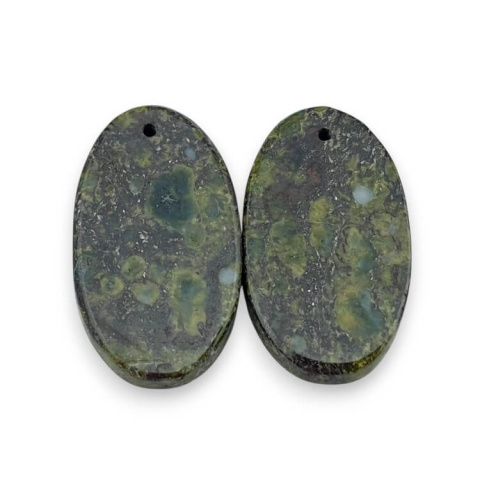 Jasper dragon's blood pair of cabochons with hole 25x14 mm no. P591 Jasper dragon's blood pair of cabochons with hole 25x14 mm no. P591