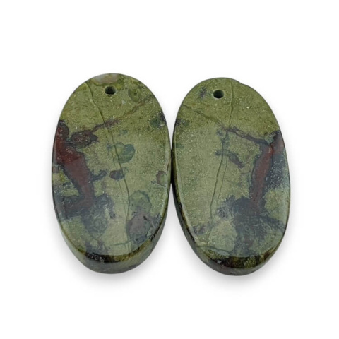 Jasper dragon's blood pair of cabochons with hole 25x14 mm no P600 Jasper dragon's blood pair of cabochons with hole 25x14 mm no P600