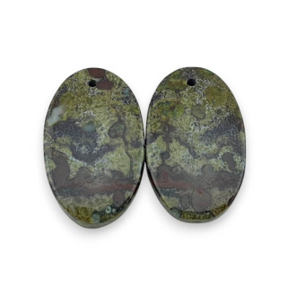Jaspis smocza krew para kaboszonów z dziurką 25x15 mm nr P596