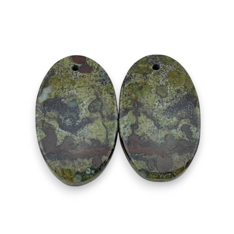 Jasper dragon's blood pair of cabochons with hole 25x15 mm no P596 Jasper dragon's blood pair of cabochons with hole 25x15 mm no P596