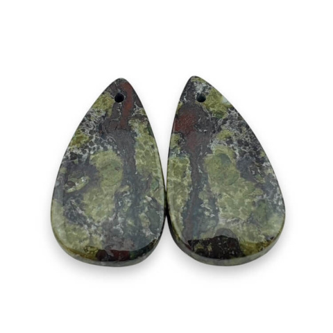 Jasper dragon's blood pair of cabochons with hole 26x14 mm no. P584 Jasper dragon's blood pair of cabochons with hole 26x14 mm no. P584