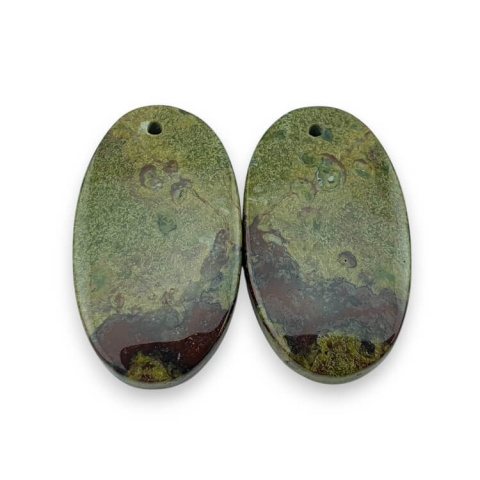 Jasper dragon's blood pair of cabochons with hole 26x15 mm no P562 Jasper dragon's blood pair of cabochons with hole 26x15 mm no P562