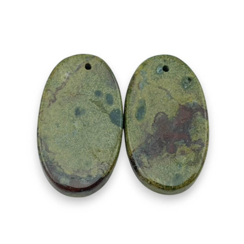 Jasper dragon's blood pair of cabochons with hole 26x15 mm no P562 Jasper dragon's blood pair of cabochons with hole 26x15 mm no P562