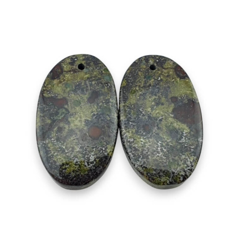 Jasper dragon's blood pair of cabochons with hole 26x15 mm no P572 Jasper dragon's blood pair of cabochons with hole 26x15 mm no P572
