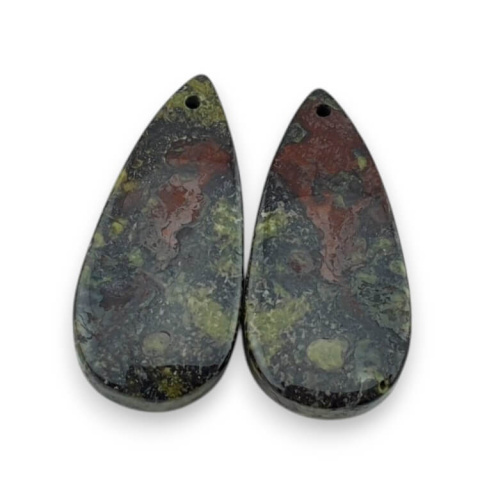 Jasper dragon's blood pair of cabochons with hole 29x13 mm no. P606 Jasper dragon's blood pair of cabochons with hole 29x13 mm no. P606