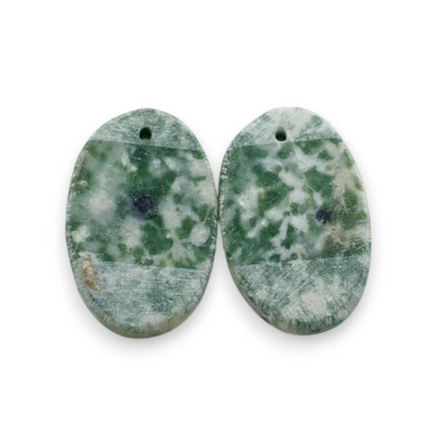 Tree agate pair of cabochons with hole 22x13 mm no P735 Tree agate pair of cabochons with hole 22x13 mm no P735