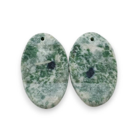 Wood agate pair of cabochons with hole 23x14 mm no. P733 Wood agate pair of cabochons with hole 23x14 mm no. P733