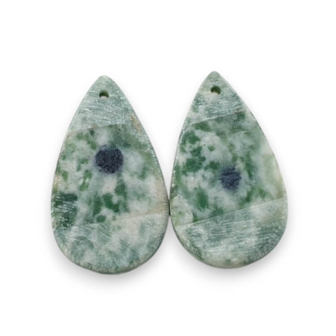 Tree agate pair of cabochons with hole 24x14 mm no P720 Tree agate pair of cabochons with hole 24x14 mm no P720