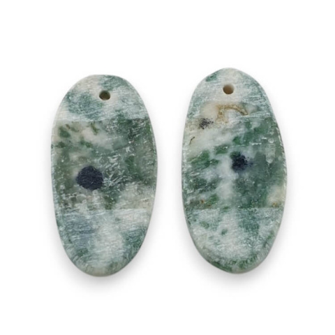 Tree agate pair of cabochons with hole 25x12 mm no P721 Tree agate pair of cabochons with hole 25x12 mm no P721