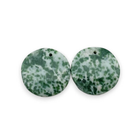 Tree agate pair of cabochons with hole fi 14 mm no P710 Tree agate pair of cabochons with hole fi 14 mm no P710