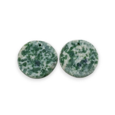 Tree agate pair of cabochons with hole fi 14 mm no P710 Tree agate pair of cabochons with hole fi 14 mm no P710