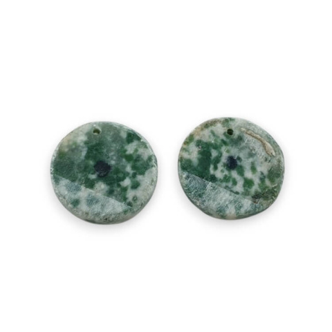 Tree agate pair of cabochons with hole fi 17 mm no P724 Tree agate pair of cabochons with hole fi 17 mm no P724