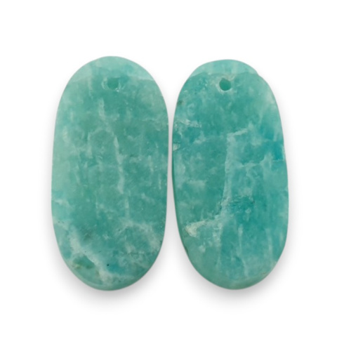 Amazonite pair of cabochons with hole 23x11 mm no. P905 Amazonite pair of cabochons with hole 23x11 mm no. P905
