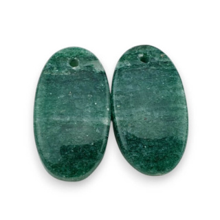 Aventurine green pair of cabochons with hole 22x12 mm no P642