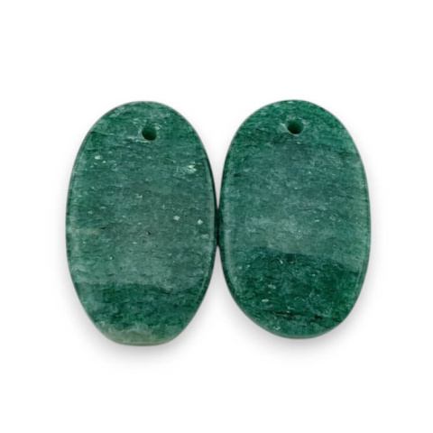 Green aventurine pair of cabochons with hole 22x13 mm no P634 Green aventurine pair of cabochons with hole 22x13 mm no P634