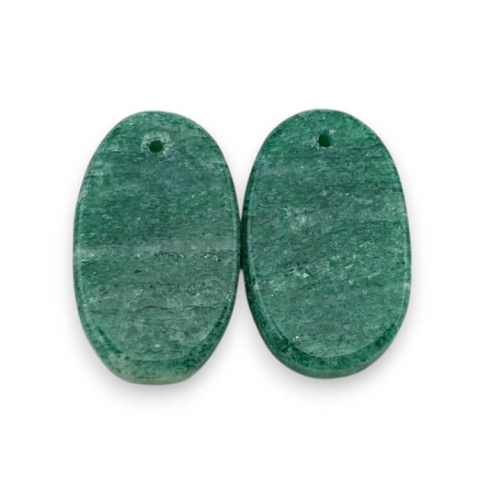 Green aventurine pair of cabochons with hole 22x13 mm no P634 Green aventurine pair of cabochons with hole 22x13 mm no P634