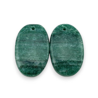 Aventurine green pair of cabochons with hole 22x14 mm no P632