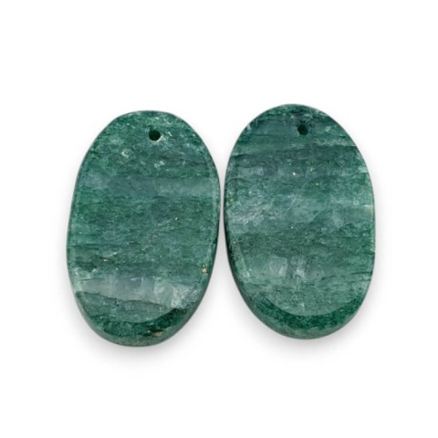 Green aventurine pair of cabochons with hole 22x14 mm no P632 Green aventurine pair of cabochons with hole 22x14 mm no P632