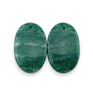 Aventurine green pair of cabochons with hole 22x14 mm no P650