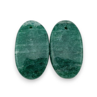 Aventurine green pair of cabochons with hole 23x13 mm no. P626