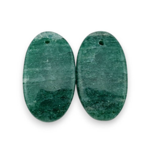 Green aventurine pair of cabochons with hole 23x13 mm no P626
