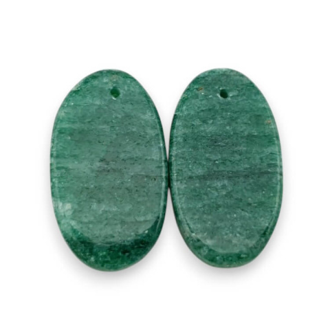 Green aventurine pair of cabochons with hole 23x13 mm no P626