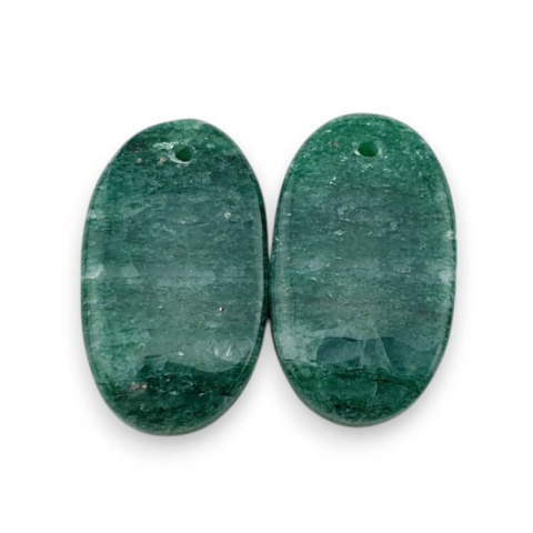 Green aventurine pair of cabochons with hole 23x13 mm no P640 Green aventurine pair of cabochons with hole 23x13 mm no P640