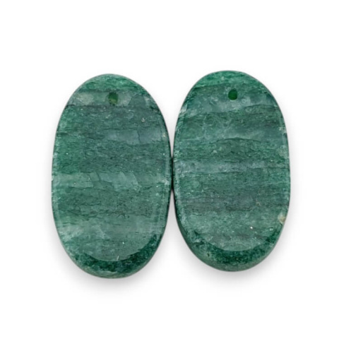 Green aventurine pair of cabochons with hole 23x13 mm no P640 Green aventurine pair of cabochons with hole 23x13 mm no P640