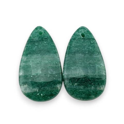 Aventurine green pair of cabochons with hole 23x13 mm no. P644 Aventurine green pair of cabochons with hole 23x13 mm no. P644
