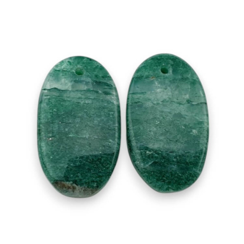 Green aventurine pair of cabochons with hole 23x13 mm no P653 Green aventurine pair of cabochons with hole 23x13 mm no P653