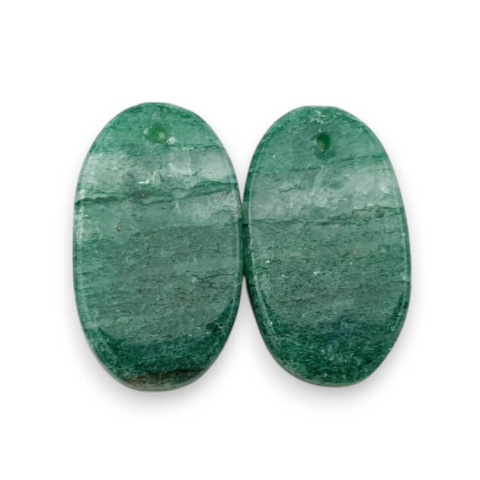 Green aventurine pair of cabochons with hole 23x13 mm no P653 Green aventurine pair of cabochons with hole 23x13 mm no P653