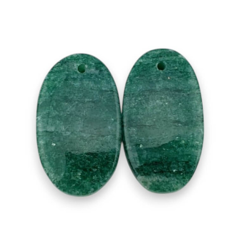 Green aventurine pair of cabochons with hole 23x13 mm no P656 Green aventurine pair of cabochons with hole 23x13 mm no P656