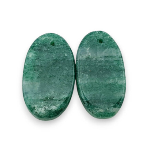 Green aventurine pair of cabochons with hole 23x13 mm no P656 Green aventurine pair of cabochons with hole 23x13 mm no P656