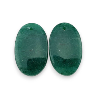 Aventurine green pair of cabochons with hole 23x14 mm no P638