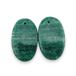 Aventurine green pair of cabochons with hole 23x14 mm no P649