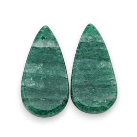 Green aventurine pair of cabochons with hole 24x12 mm no P625 Green aventurine pair of cabochons with hole 24x12 mm no P625