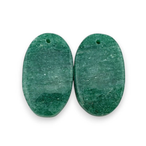 Green aventurine pair of cabochons with hole 24x14 mm no P631 Green aventurine pair of cabochons with hole 24x14 mm no P631