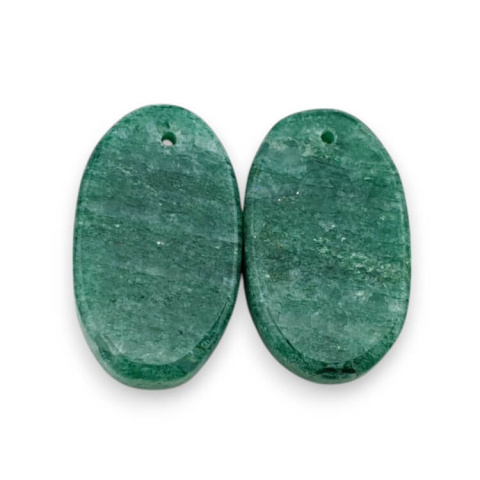 Green aventurine pair of cabochons with hole 24x14 mm no P631 Green aventurine pair of cabochons with hole 24x14 mm no P631