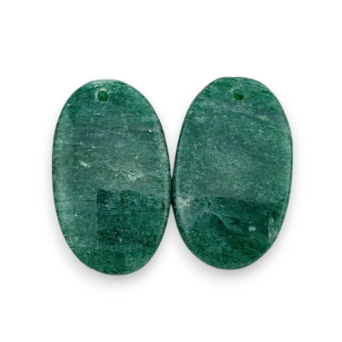 Green aventurine pair of cabochons with hole 24x14 mm no P651 Green aventurine pair of cabochons with hole 24x14 mm no P651