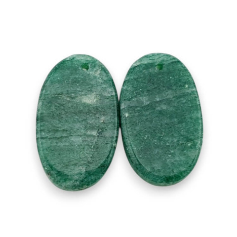 Green aventurine pair of cabochons with hole 24x14 mm no P651 Green aventurine pair of cabochons with hole 24x14 mm no P651