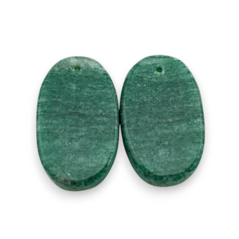 Green aventurine pair of cabochons with hole 24x15 mm no P639