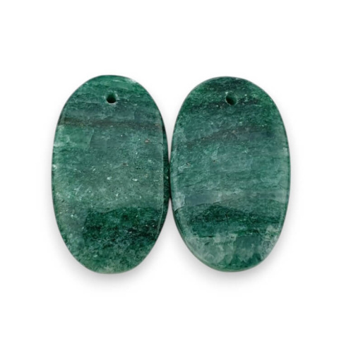 Green aventurine pair of cabochons with hole 25x15 mm no P624