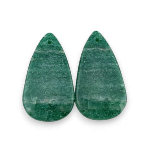 Green aventurine pair of cabochons with hole 26x14 mm no P645 Green aventurine pair of cabochons with hole 26x14 mm no P645