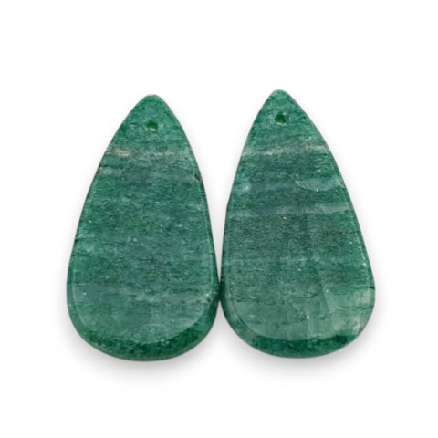 Green aventurine pair of cabochons with hole 26x14 mm no P645 Green aventurine pair of cabochons with hole 26x14 mm no P645