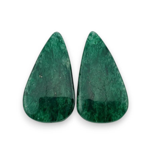 Green aventurine pair of cabochons with hole 26x14 mm no P652 Green aventurine pair of cabochons with hole 26x14 mm no P652
