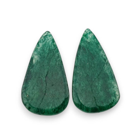 Green aventurine pair of cabochons with hole 26x14 mm no P652 Green aventurine pair of cabochons with hole 26x14 mm no P652