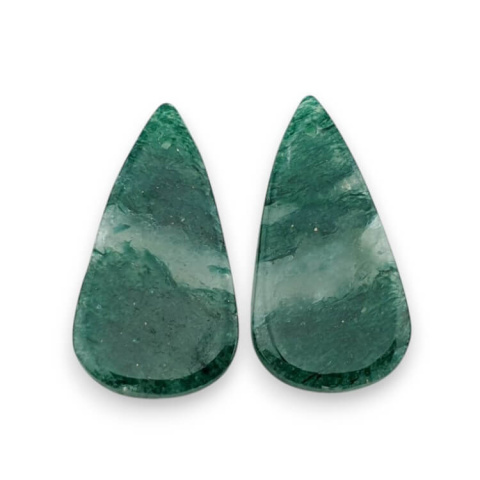 Green aventurine pair of cabochons with hole 29x15 mm no P630 Green aventurine pair of cabochons with hole 29x15 mm no P630