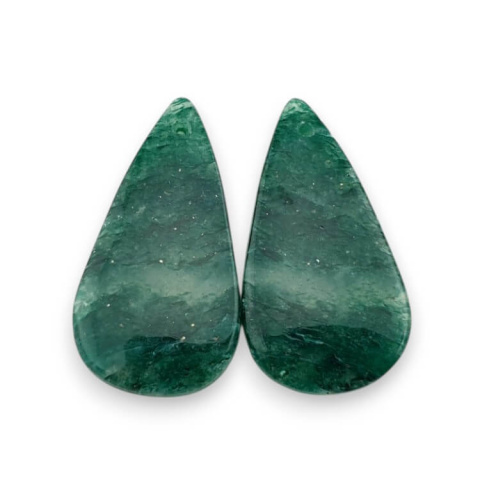 Green aventurine pair of cabochons with hole 31x16 mm no P646 Green aventurine pair of cabochons with hole 31x16 mm no P646