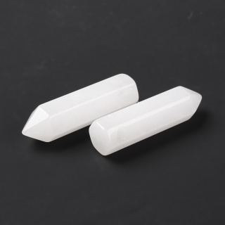 White jade faceted icicle with hole 30-33 mm 1 pc.